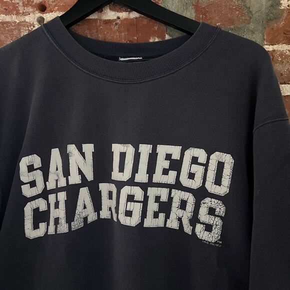 VTG 90s THRASHED NFL San Diego Chargers Champion Crewneck Sweatshirt L 23x27 - Picture 1 of 5
